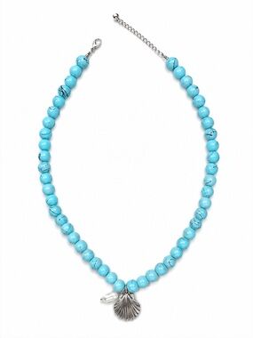 Turquoise Bead Shell Pendant Necklace